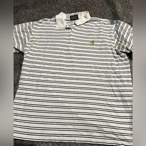 Masters Collection Golf Polo Shirt Striped preppy Cotton Green Men's Size XL